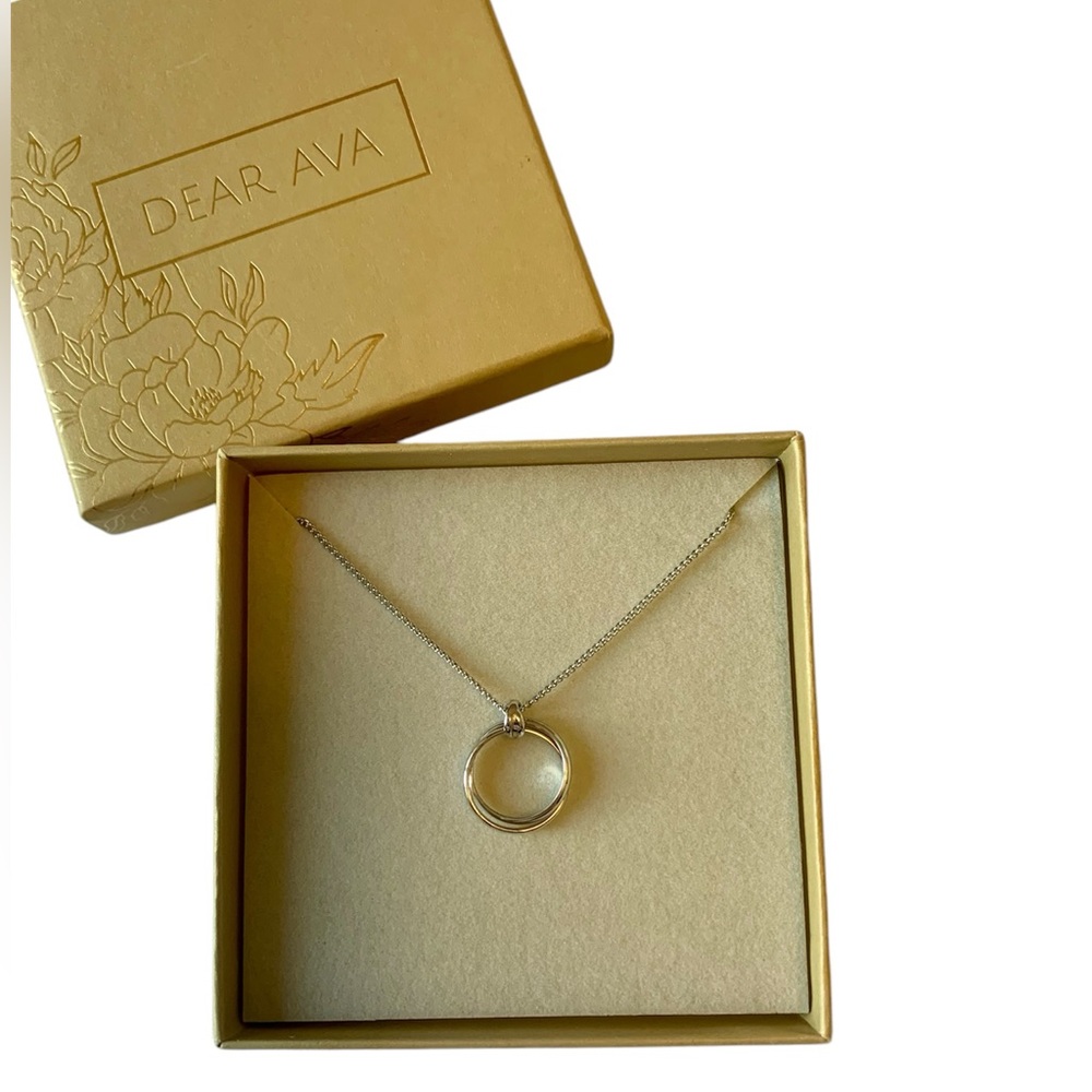 NWT eternity joined band rings pendant necklace silver boutique gift 10” new box